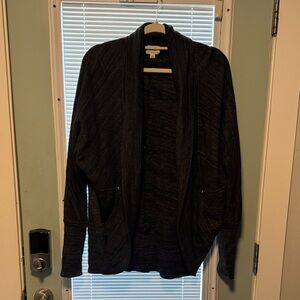 Wilfred Charcoal Ribbed Open-Front Cardigan